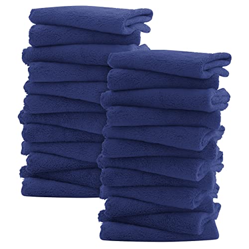 Image of Sunny zzzZZ Ultra Soft 24 Pack Baby Washcloths - 10x10 Inches - Coral Fleece Extra Absorbent Wash Clothes for Babies, Infants and Toddlers - Sensitive Skin and Newborn - Ideal Baby - Navy Blue