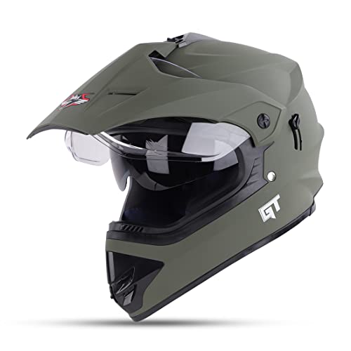 Steelbird GT Off Road ISI Certified Motocross Double Visor Full Face Helmet Outer Clear Visor and Inner Smoke Sun Shield