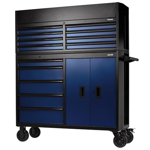 BUNKER 24254 Combined Roller Cabinet and Tool Chest, 13 Drawer, 52 Inch, Blue
