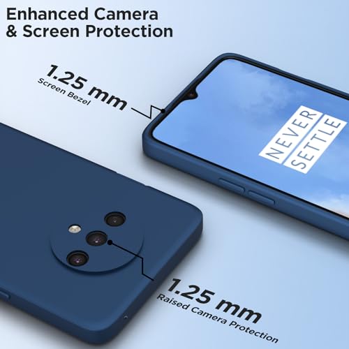 Image of Outlouders Back Cover for OnePlus 7T | Camera Protection | Durable Soft Matte Silicone Bumper Case (Blue)