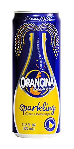 Orangina - Citrus Sparkling Juice Beverage - Light Pulp - Original Imported European French Recipe - No Artificial Ingredients - (Pack of 24) (11.5 oz Can)