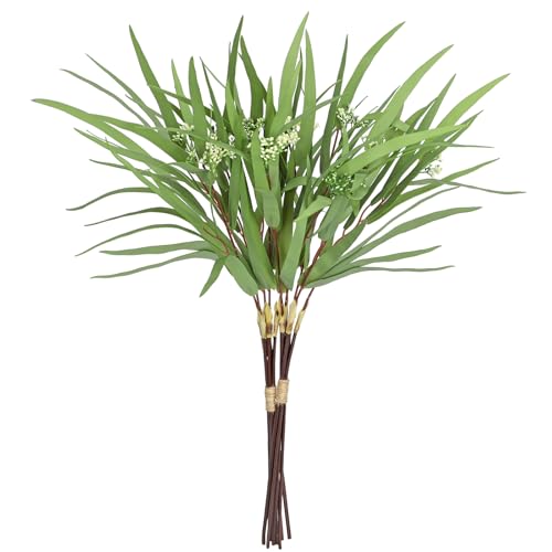 Arborus Faux Eucalyptus Stems Willow Eucalyptus Leaves 20.8 Long Stems Fake Salix Leaves Branches 2pcs Artificial Greenery Bouquets Foliages Plants for Wedding Arrangements Centerpieces Decorations
