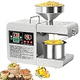 KPOUYYDS Prensa de Aceite eléctrica automática para Uso doméstico y Comercial. Extractor de Aceite de Acero Inoxidable 304 para prensado en frío y Caliente de Semillas, nueces, Cacahuetes