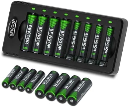 Bevigor 8 x AA und 8 x AAA NiMH-Akkus, Ladegerät, Schnellladegerät, Akku, Ladegerät-Set