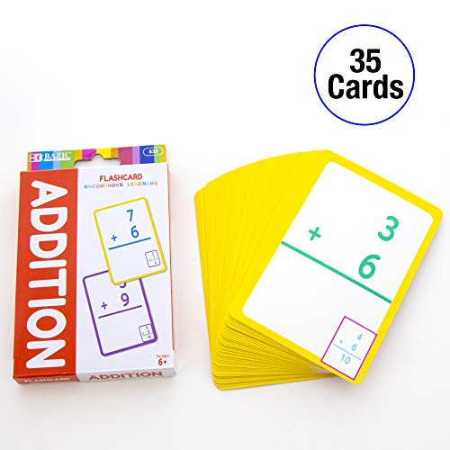 Image of BAZIC Products Addition Flash Cards, 36 Cards, Self-Checking, 2-Pack
