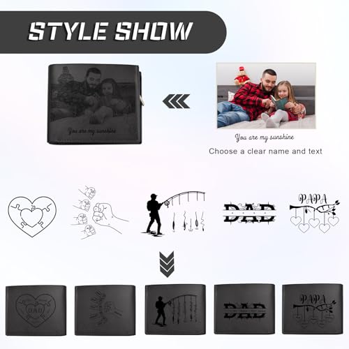Personalised Men's Wallets, Custom Engraved Wallets, Photo Wallets, Men's Leather Trifold Wallets, Gifts for Father, Husband, Son, BF, Friends3