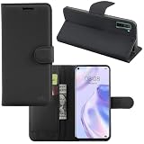 C D R Custodia per Huawei P40 Lite 5G, in similpelle nero, a libro con chiusura magnetica, funzione stand e portafoglio con portatessere
