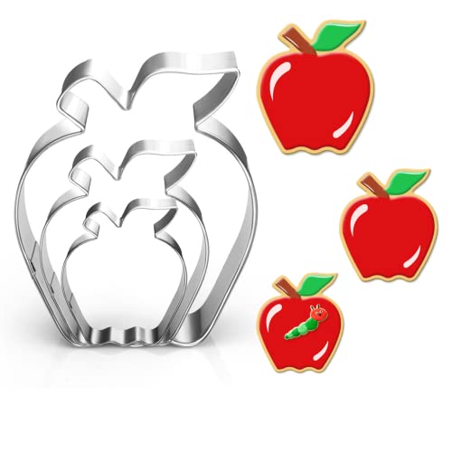 Apple Cookie Cutter Set-Size 3.5" 2.7" 1.9"-3 Pieces-Cookie Cutters Apple Cookie Cutter Set-Size 3.5" 2.7" 1.9"-3 Pieces-Cookie Cutters
