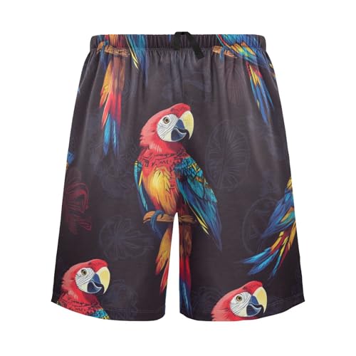 Men's Short Pajama Bottoms Parrots Bird Graphic Home Casual Sleep Pants