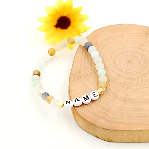 Handmade Amazonite Bracelet Personalized Name Strand Bracelet for Women, Custom Name Letters Numbers Bracelets for Best Friends Mother Birthday Gift4