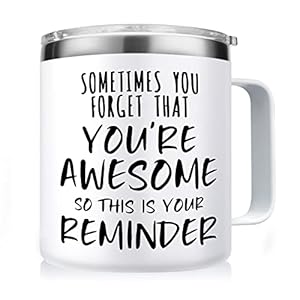 NOWWISH Inspirational Gifts for Women, Sometimes You Forget You’re Awesome Coffee Mug, Thank You Gifts, Funny Birthday Gifts for Coworker, Friends, Mom, Wife – White
