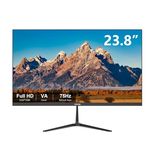 Image of 23.8 inch Monitor, Full HD Computer Monitor with VA Panel, 75Hz Refresh Rate, VESA Mountable, HDMI /VGA, Ergonomic Tilt, Built-in Speakers, Eye Care, 3-Side Frameless, Black