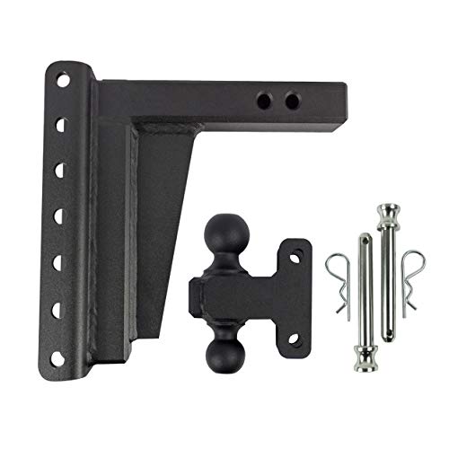 Bulletproof Hitches 2.0" Adjustable Extreme Duty (30,000Lb Rating) 8" Drop/Rise Trailer Hitch With 2" And 2 5/16" Dual Ball (Black Textured Powder Coat, Solid Steel) #TOP5