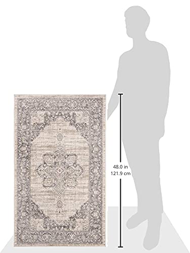 Safavieh Traditional Rug for Living Room Dining Room, Bedroom - Brentwood Collection, Short Pile, in Cream and Grey, 75 x 120 cm - Image 2