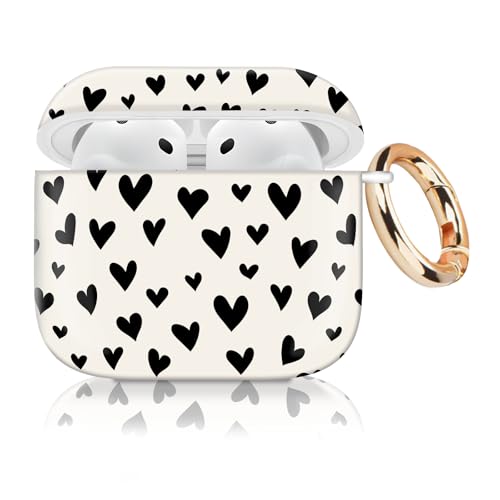 Cute Case Cover Compatible with AirPod 4th Generation 2024, Shockproof for Women & Girls with Golden Round Buckle – Protective, Anti-Drop Design(Cute Heart)