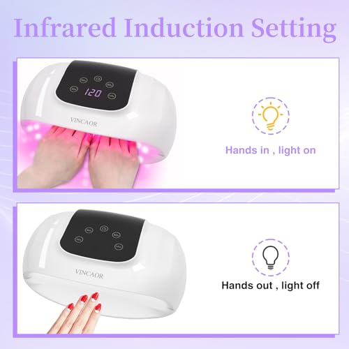 150W UV LED Nail Lamp with 72 Beads, Professional Nail Dryer for Gel Polish with 4 Timer Settings, UV Nail Light with Automatic Sensor & LCD Display, Nail Curing Lamp for Salon or Home Use