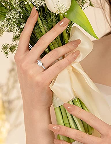 Silvernana 1 Ct Asscher Cut Moissanite Engagement Ring For Women Sterling Silver Square Solitaire Moissanite Wedding Promise Ring Size 7 thumb #1