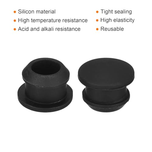 Image of MECCANIXITY Silicone Snap in Locking Hole Plugs,Rubber Panel Seal Cover Flush Type Panel Round for Kitchen Rubber Bulkheads Waterproof Sealing Plugs 10.5mm /0.41 Inch Diameter Black,Pack of 6