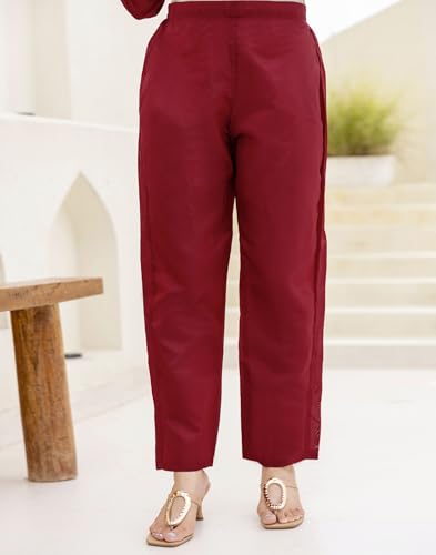 Image of Skylee Women's Silk Blend Woven Straight Kurta with Pant & Dupatta
