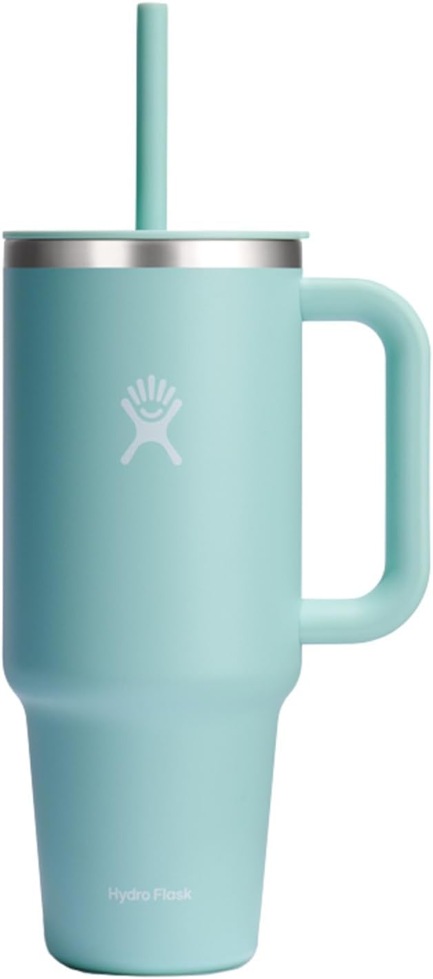 Hydro Flask Travel Tumbler with Handle, Lid and Straw - Insulated Stainless Steel in 40 Oz Dew