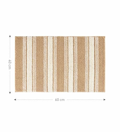 Image of Obsessions Soft & Plush Bath Mat | Quick Dry, Stain & Skid Resistant | Luxuriously Soft, Long Lasting Color | TPR Latex Backing, Size 40x60 cm, Light Beige & Dark Beige