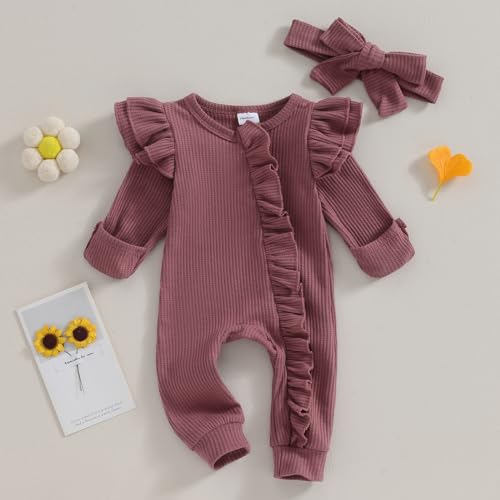 Twopumpkin Baby Girl Knit Jumpsuit Sweater Romper Newborn Coming Home Outfit Cute Fall Winter Clothes Outfits2
