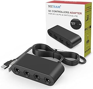 Y Team Controller Adapter for Gamecube, Compatible with Nintendo Switch, Super Smash Bros Switch Gamecube Adapter for WII U/PC with 4 Port