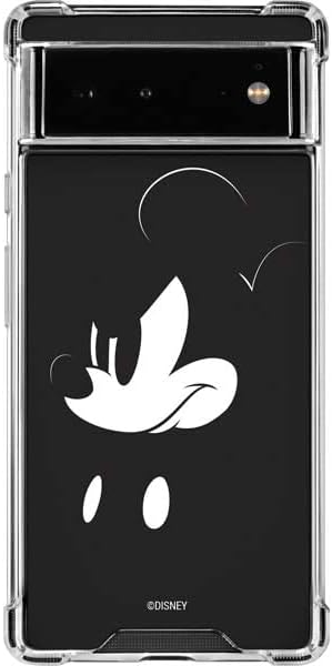 Skinit Clear Phone Case Compatible with Google Pixel 6 - Officially Licensed Disney Mickey Mouse Black and White Design