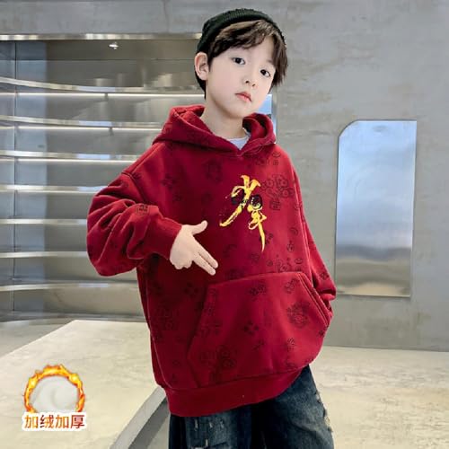 Chinese New Year Boys' red festive auspicious sweater hooded sweatshirt padded top4