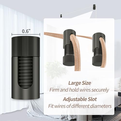 PEESIN 4 Pcs Ceiling Hooks, Adjustable Ceiling Hooks for Hanging Lights, Aluminum Ceiling Hook, Swag Hooks for Ceiling, Black Swag Hook for Pendant Light, String Light and Holiday Light - Image 2