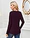 MISFAY Womens Casual Top Long Sleeve Cute Twist Knot Waffle Knit Tunic Tops(Wine Red,M)