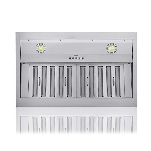 KOBE Range Hoods INX2630SQB-700-3 Brillia 30\" Built-in/Insert Range Hood, 3-Speed, 630 CFM, LED Lights, Baffle Filters, Inch, Stainless steel - Thumbnail 3