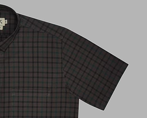 Image of GHPC 100% Cotton Checkered Half Sleeves Regular Fit Formal Shirt for Men