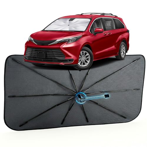 Image of Car Windshield Sun Shade for Toyota Sienna 2021-2026 -[Reflective Coated Fabric] Sunshade Umbrella for Front Window, Car Shades Sun Visor Keep Car Cool and Protects Interior, 1:1 Exact Fit