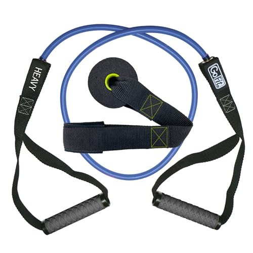 GoFit Pro-Grade Power Tubes with Handles 30 lbs Resistance Exercise Bands for Strength Training Bodybuilding Home Workouts and Muscle Toning Green