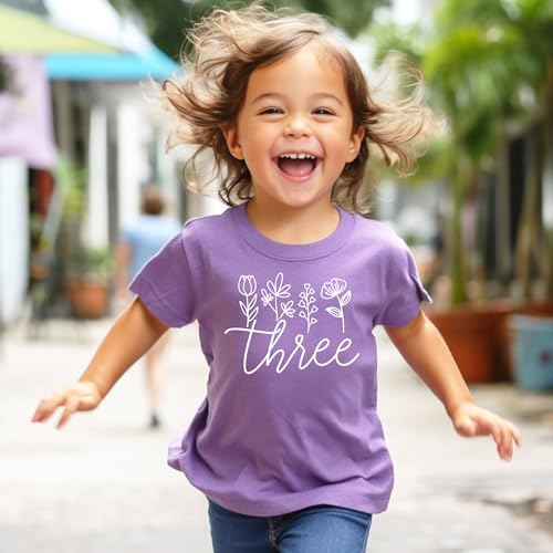 Three Floral 3rd Birthday Shirt for Toddler Girls Third Birthday Outfit3