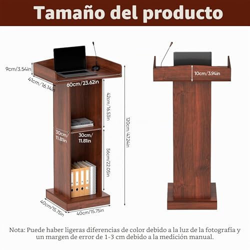 Miniatura 2 de Jxgzyy Podio De Pie De Madera Con 2 Estantes 60cm 41cm 120cm Púlpito De Conferencias Con Almacenamiento De 2 Niveles Y Tope De Borde Atriles Para Profesores Podios De Para Conferencias Corpor