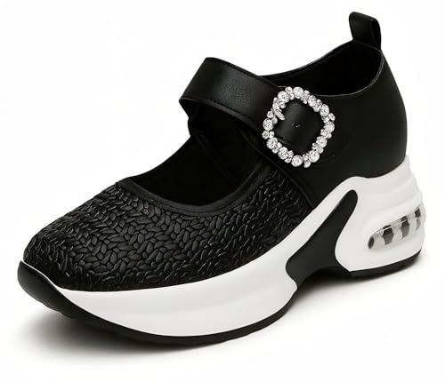 Sneakers plateforme blanche à boucle cristal haut de gamme