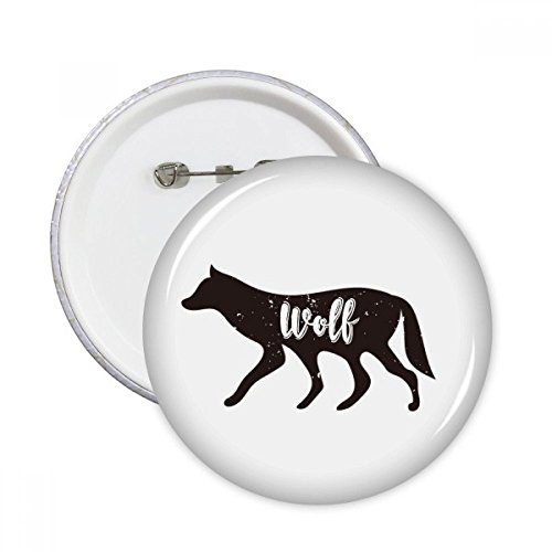 Badge bouton loup noir et blanc petit pins rond décoration vêtement lot de 5