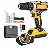 Furadeira e Parafusadeira de Impacto Sem Fio 21V 2 Baterias Recarregáveis com LED Bivolt e 32 Acessórios - Maleta Completa para Uso Profissional e Obra Alta Potência (2 BATERIAS)