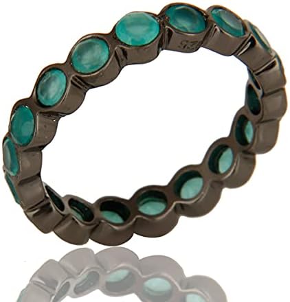 Aqua Chalcedony Ring, Sterling Silver Ring, Handmade Rings, Green Chalcedony Ring, Wedding Ring 3X3mm Round Gemstone Ring For Women