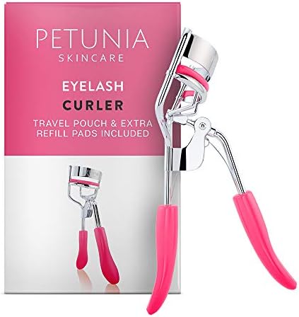 Silicone Eyelash Curler with Refill Pads & Satin Pouch Designed for No Pinching or Pulling and Perfect for Those with Straight Flat Lashes Wanting Dramatic Long Lasting Seamless Curls