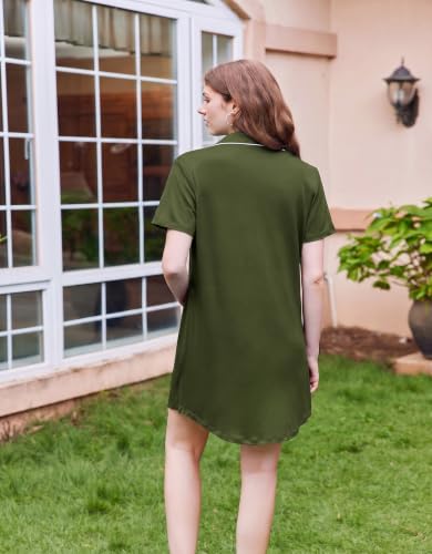 Ekouaer Nightgowns for Women Button Down Night Gowns Short Sleeve Sleepwear - image 3