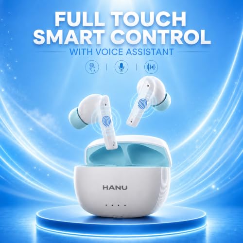 Image of HANU Pro Buds, 13mm Titanium Driver, Deep Bass, 43 Hours Playtime, Sweat Resistant, Fast Charging, Touch Control & Voice Assistant Support