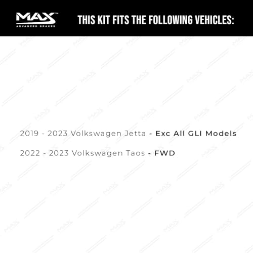 Image of MAX Advanced Brakes - Rear Brake Kit For 2019-2023 Volkswagen Jetta (Excluding GLI), 2022-2023 Volkswagen Taos (FWD)| Carbon Ceramic Brake and Rotor Kit| Daily Performance Drilled Slotted Brake Rotors