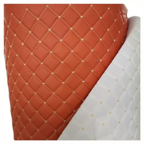 Tissu similicuir orange matelassé 1.6x2m pour tapisserie ameublement et couture