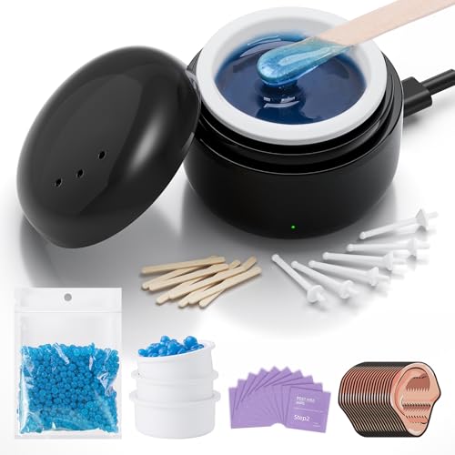 Azang Nose Wax Kit Men |100g Wax|USB Fast Heat|Smart Constant Temp|12 Nose Hair Sticks|3 Silicone Pots|Travel Size|Unisex|Suitable for Different Body Parts