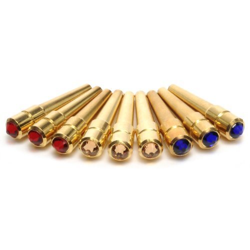 Brimtoy brass Crystal- tipped cribbage pegs - set of 9 -assorted colours, 3pegs, 3 colours - will fit standard cribbage board
