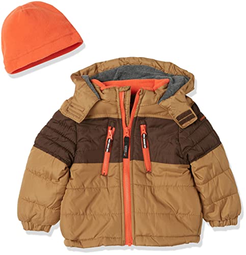 Image of LONDON FOG Boys' Toddler Color Blocked Winter Puffer Jacket with Hat