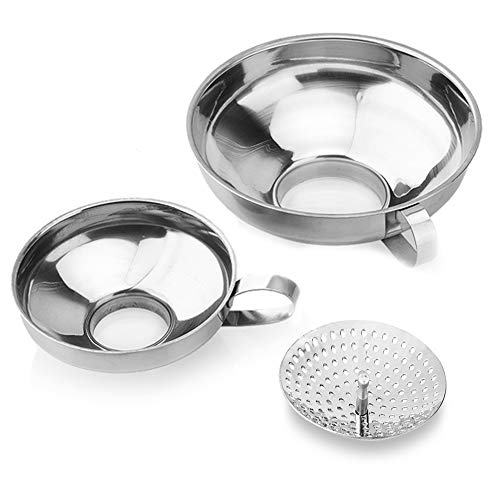 Canning Funnel Set,Katbuu Stainless Steel Funnel with Strainer for Wide and Regular Jars Wide-mouth Funnel with Handle Kitchen Funnel for Mason Jars Canning Supplies Kit